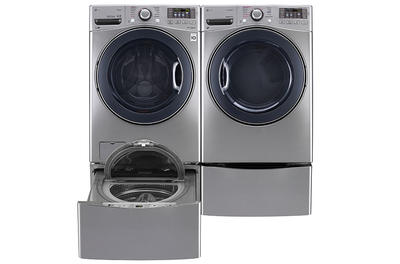 LG 6.3 Total Capacity LG TWIN Wash Bundle with LG SideKick and Electric Dryer WM3770HVA_WD100CV_DLEX3570V_WDP4V