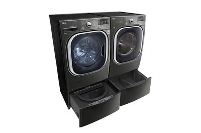 LG 6.3 Total Capacity LG TWINWash Bundle with LG SideKick and Electric Dryer WM4370HKA_WD100CK_DLEX4370K_WDP4K