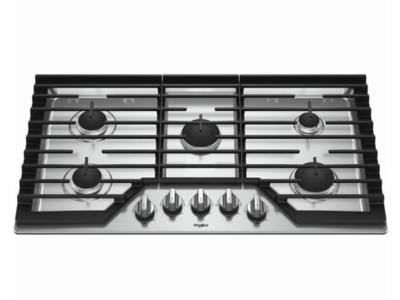 36" Whirlpool Gas Cooktop With EZ-2-Lift Hinged Cast-Iron Grates - WCG55US6HS