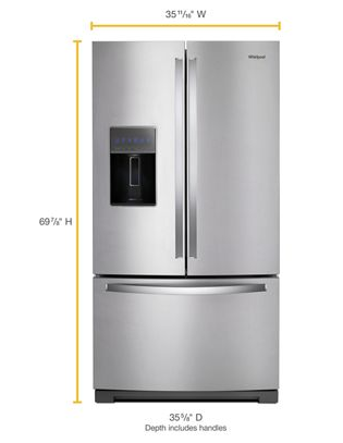 36" Whirlpool 27 Cu. Ft. Wide French Door Refrigerator - WRF767SDHZ