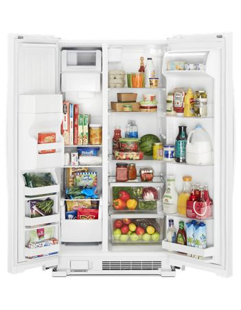 36" Whirlpool refrigerator/freezer-side-by-side-freestanding-white WRS335SDHW