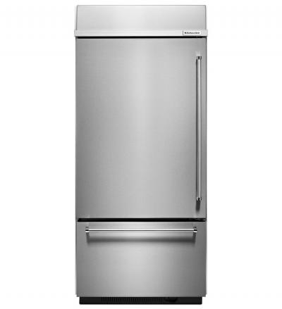 36" KitchenAid 20.9 Cu. Ft.  Built-In Stainless Bottom Mount Refrigerator with Platinum Interior Design - KBBL306ESS