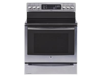 30" GE Profile Free Standing Electric Self Cleaning True Convection Range with Baking Drawer - PCB987SMSS