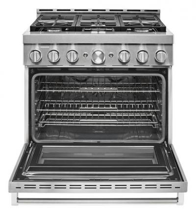 36" KitchenAid 5.1 Cu. Ft. Smart Commercial-Style Gas Range With 6 Burners - KFGC506JSS