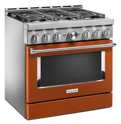 36" KithenAid 5.1 Cu. Ft. Smart Commercial-Style Gas Range With 6 Burners - KFGC506JSC