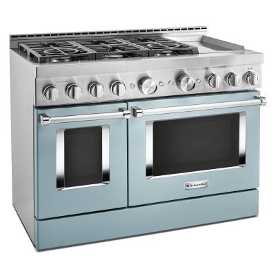 48" KitchenAid 6.3 Cu. Ft. Misty Blue Gas Sealed Burner Range With Griddle - KFGC558JMB