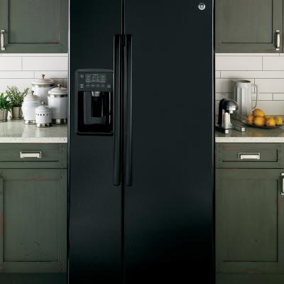 33" GE 23.2 Cu. Ft. Side-By-Side Refrigerator In Black - GSS23GGKBB