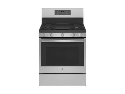 30" GE Profile 5.6 Cu. Ft. True Convection 5-Burner Freestanding Gas Air Fry Range In Stainless Steel - PCGB935YPFS