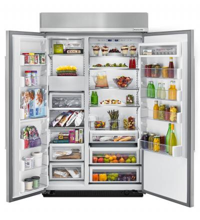 48" KitchenAid 30.0 Cu. Ft. Built-In Side by Side Refrigerator With PrintShield Finish - KBSN608EBS