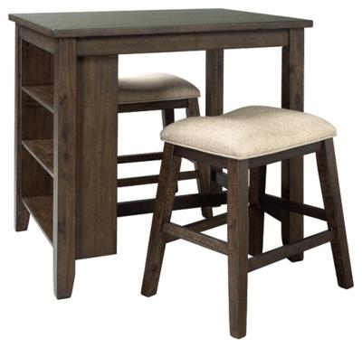 Ashley Rokane Counter Height Dining Table and Bar Stools (Set of 3) D397-113