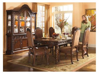 Ashley North Shore Dark Brown 9 Piece Dining Set - D553/35/02(4)/02A(2)/80/81