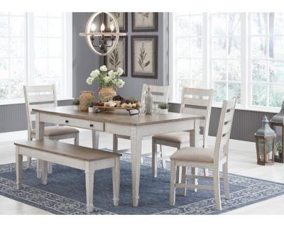 Ashley Skempton Series 6 Piece Dining Set In White - D394