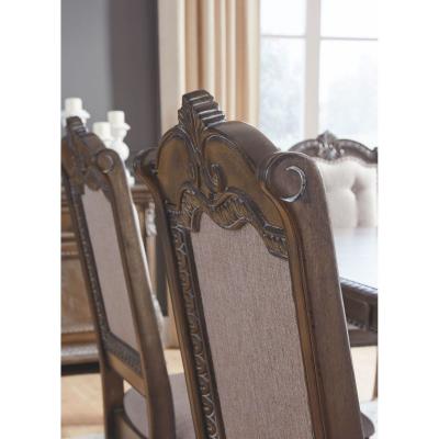 Ashley Charmond D803 7 Piece Dining Room Set With Upholstered Arm Chairs In Brown - AFHS-1481741K