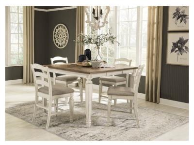Ashley Realyn 5 Piece Square Extending Dining Set In Chipped White - D743-32-124(4)