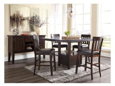 Ashley Haddigan 6 Piece Counter Dining Set With Server In Dark Brown - D596-42-124(4)-60