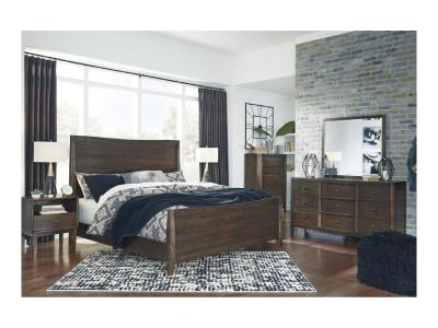 Ashley Kisper Queen Panel Bedroom Set In Brushed Dry Brown - B513-Q