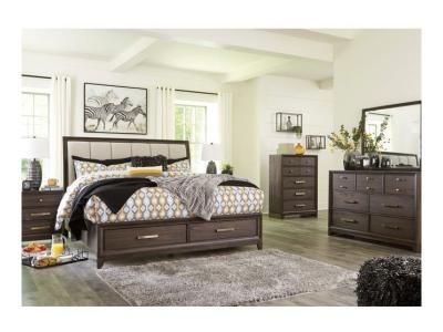 Ashley Brueban King Storage Bedroom Set In Rich Chestnut Brown - B497-K