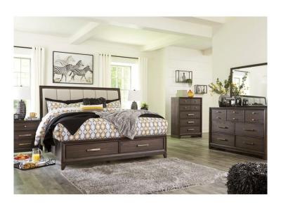 Ashley Brueban Queen Storage Bedroom Set In Rich Chestnut Brown - B497-Q