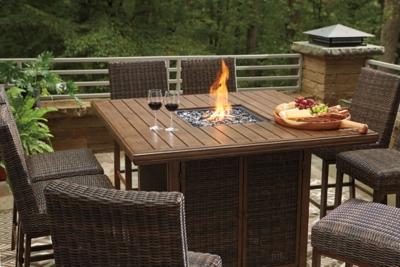 Ashley Paradise Trail Bar Table with Fire Pit P750-665