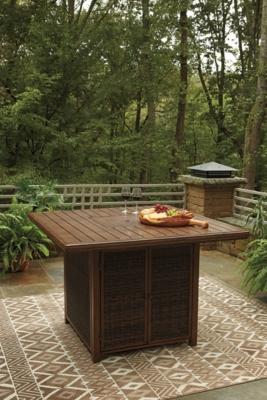 Ashley Paradise Trail Bar Table with Fire Pit P750-665