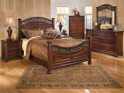 Ashley Leahlyn 6 Piece Queen Bedroom Set In Warm Brown - B526-Q