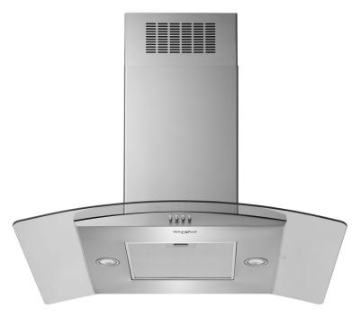 36" WhirlpoolCurved Glass Island Mount Range Hood In Stainless Steel - WVI51UC6LS
