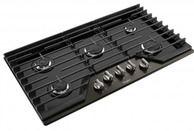 36" Whirlpool Gas Cooktop With EZ-2-Lift Hinged Cast-Iron Grates - WCG55US6HV