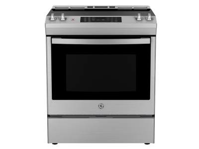 30" GE 5.2 Cu. Ft. Electric Slide-In Smooth Top Range in Stainless Steel - JCS830SVSS