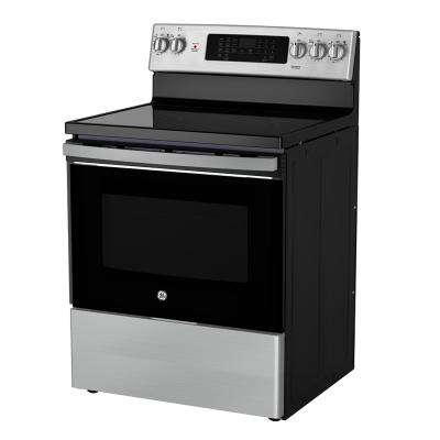 30" GE 5.0 Cu. Ft. Freestanding Electric Convection Range with No-Preheat Air Fry in Stainless Steel- JCB840STSS