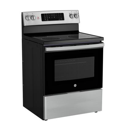 30" GE 5.0 Cu. Ft. Freestanding Electric Convection Range with No-Preheat Air Fry in Stainless Steel - JCB830STSS
