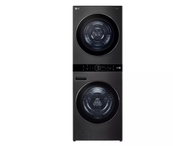 27" LG Single Unit WashTower with 5 Cu. Ft. Washer and 7.8 Cu. Ft. Dryer with Center Control in Black Steel - WKHC252HBA