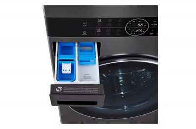 27" LG Single Unit WashTower with 5 Cu. Ft. Washer and 7.8 Cu. Ft. Dryer with Center Control in Black Steel - WKHC252HBA