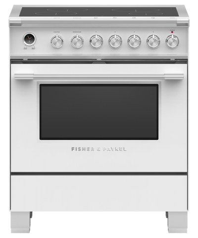 30" Fisher & Paykel Series 9 Classic Induction Range With 4 Zones In White - OR30SCI6W1