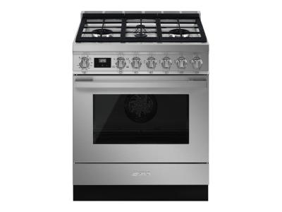 30" SMEG Freestanding Professional Gas Range in Stainless Steel - CPF30UGGX