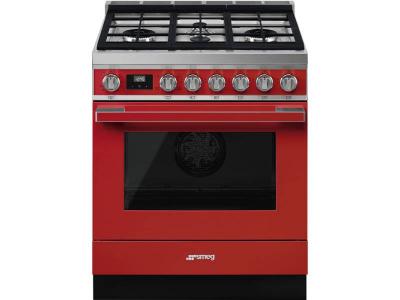 30" SMEG Portofino Freestanding Professional Gas Range with 4 Sealed Burners - CPF30UGGR