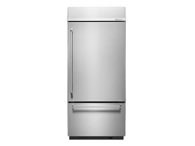 36" KitchenAid 20.9 Cu. Ft. Built-In Stainless Bottom Mount Refrigerator with Platinum Interior Design - KBBR306ESS