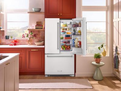 36" KitchenAid 20 Cu. Ft. French Door Bottom Mount Counter Depth Refrigerator - KRFC136RWH