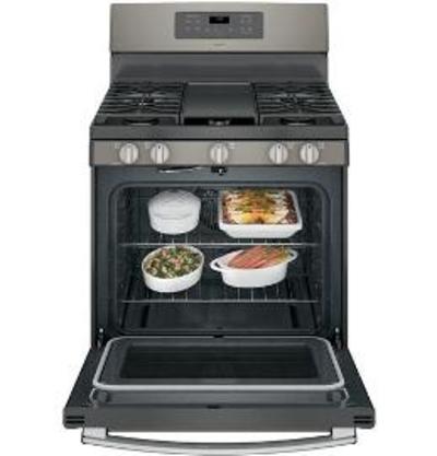 30" GE Free-Standing Double Oven Gas with Convection and Self-Cleaning w/Steam Clean Range - JCGB860SEJSS