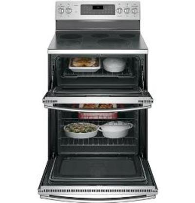 30" GE Profile Free Standing Electric Double Oven Self Cleaning True Convection Range - PCB980SJSS